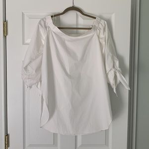 Tibi size 8 white off shoulder cotton tunic blouse